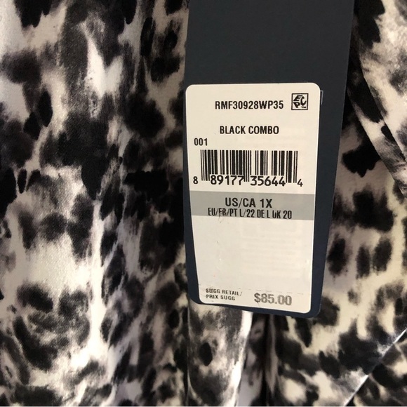 Rachel Rachel Roy Draped Front Long Sleeve Pullover 1X Black White - Picture 7 of 9